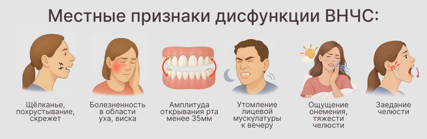 Местные признаки дисфункции ВНЧС
