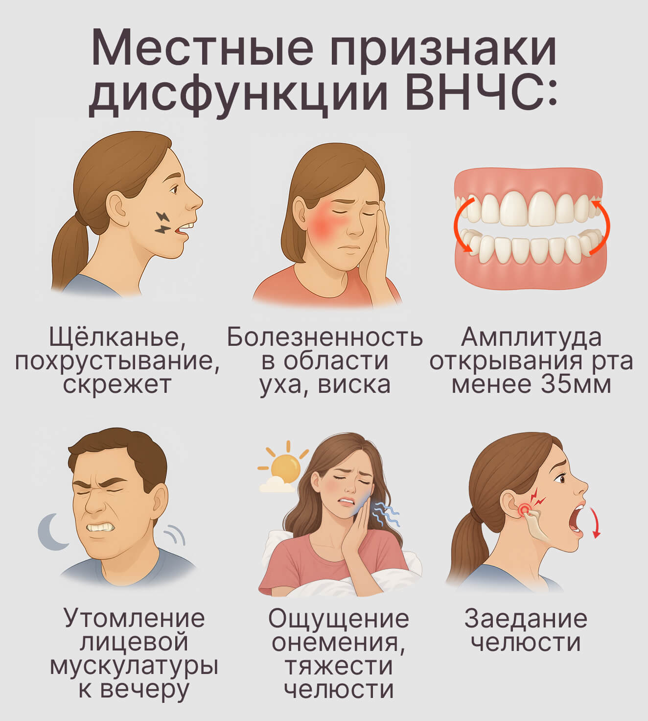 Местные признаки дисфункции ВНЧС